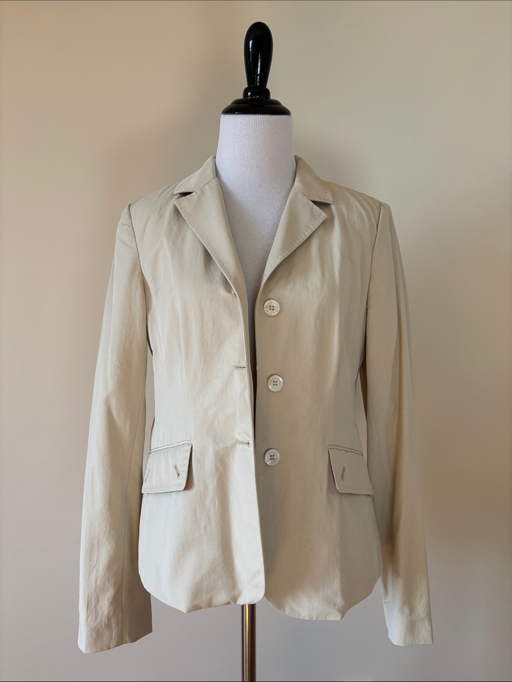 Tommy Hilfiger Beige Cotton Blend 3 Button Blazer Jacket Size 4